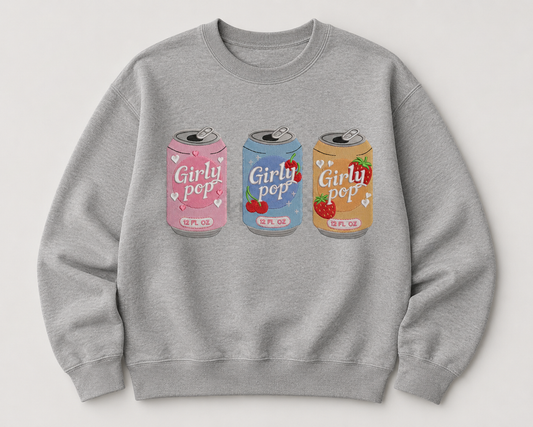 Girly Pop Soda Can Embroidered Sweatshirt